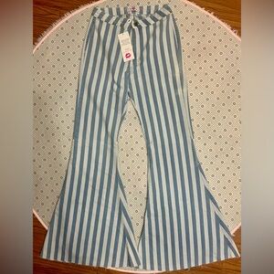 NWT Buddy Love Blue and White Striped Moonshine Hi-Rise Flare Jeans Women’s 28